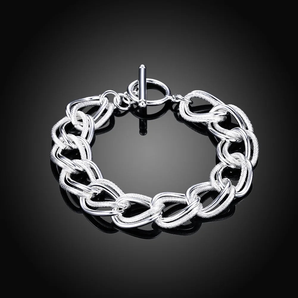 Noble 925 Sterling Silver Solid Chain Bracelet