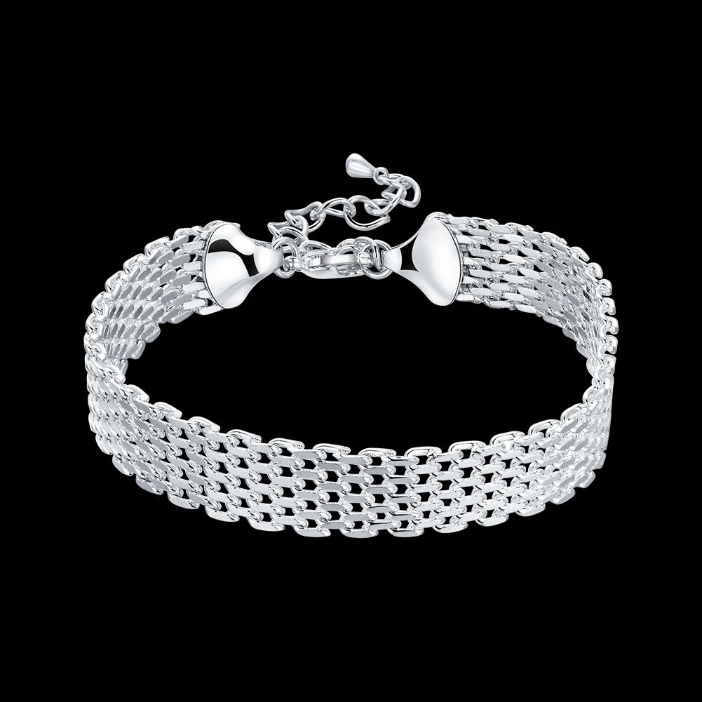 Noble 925 Sterling Silver Solid Chain Bracelet