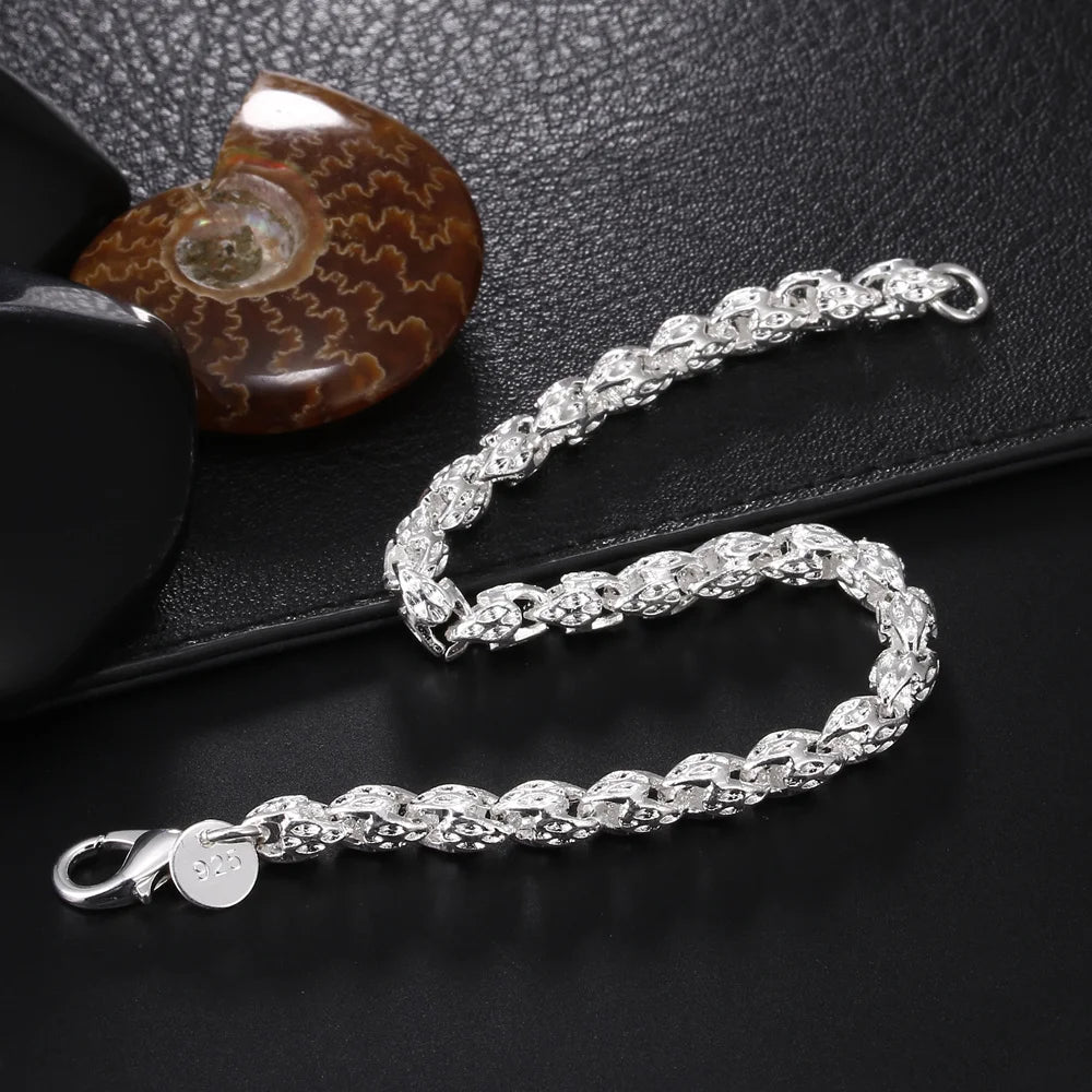 Noble 925 Sterling Silver Solid Chain Bracelet