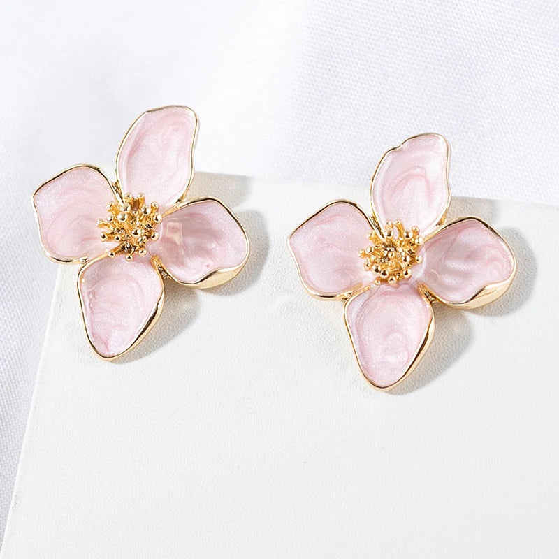 Pink White Flowers Earring