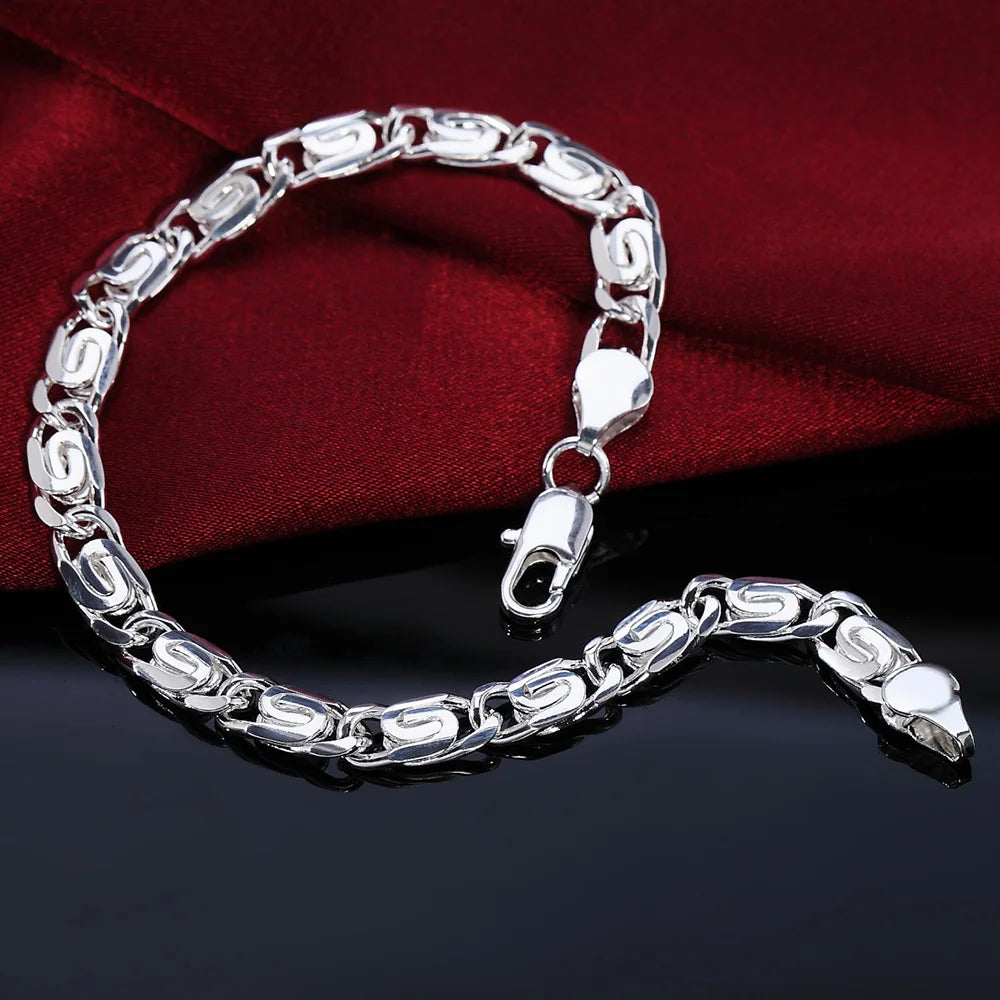 Noble 925 Sterling Silver Solid Chain Bracelet