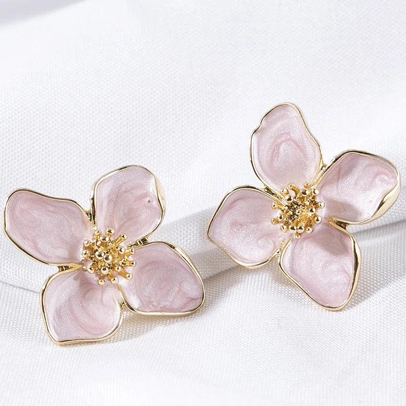 Pink White Flowers Earring