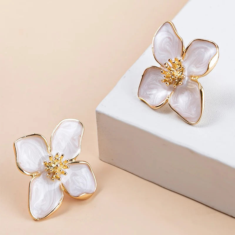 Pink White Flowers Earring