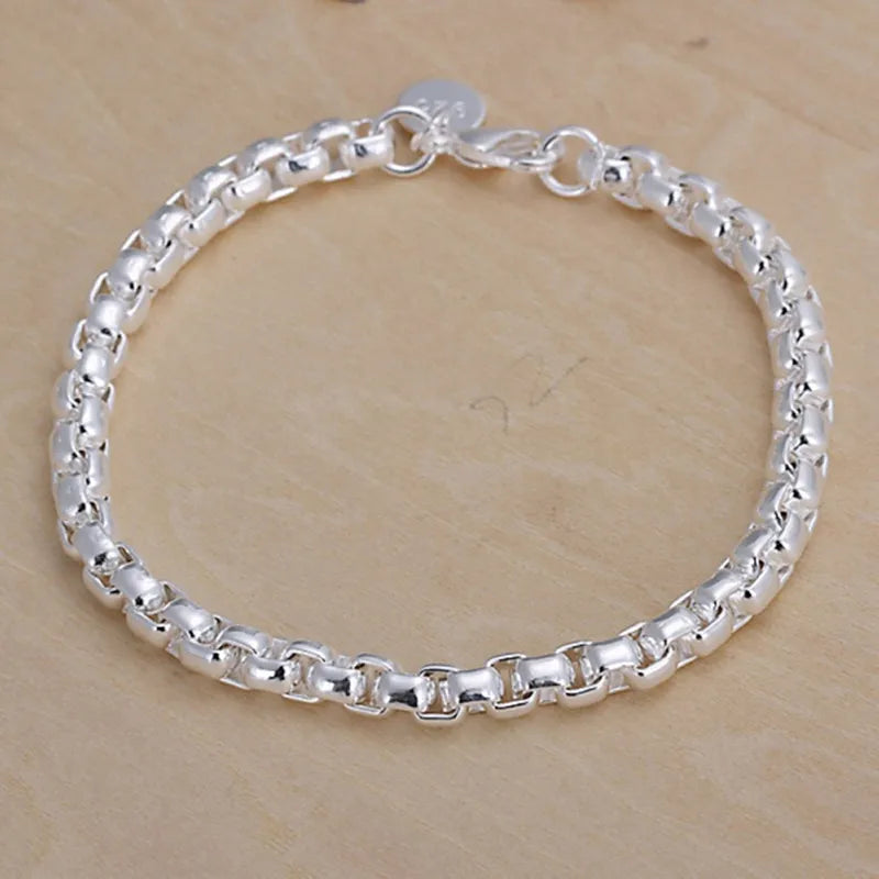 Noble 925 Sterling Silver Solid Chain Bracelet