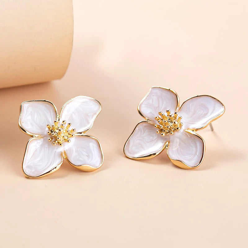 Pink White Flowers Earring