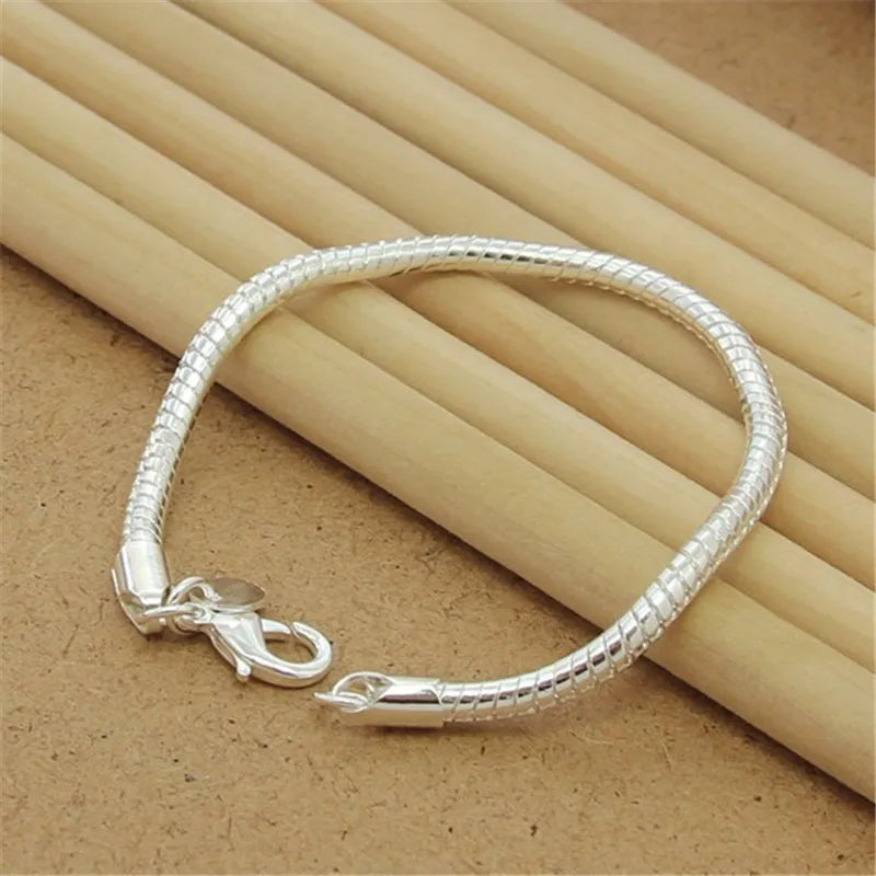 Noble 925 Sterling Silver Solid Chain Bracelet