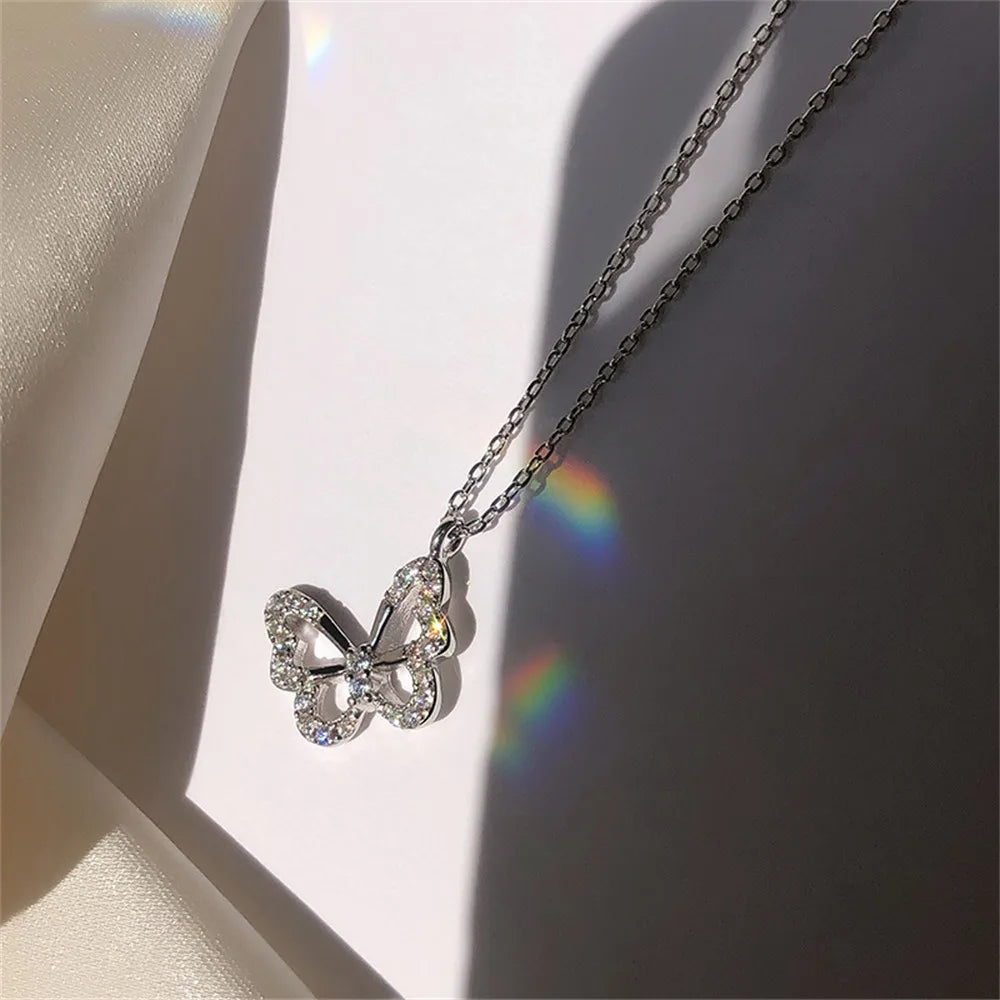 Crystal Rhinestone Butterfly Necklace