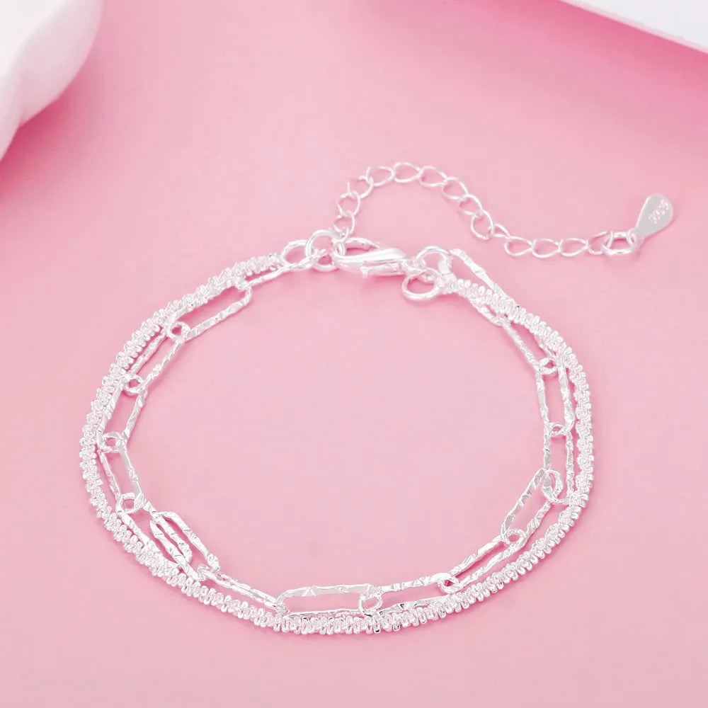 Noble 925 Sterling Silver Solid Chain Bracelet